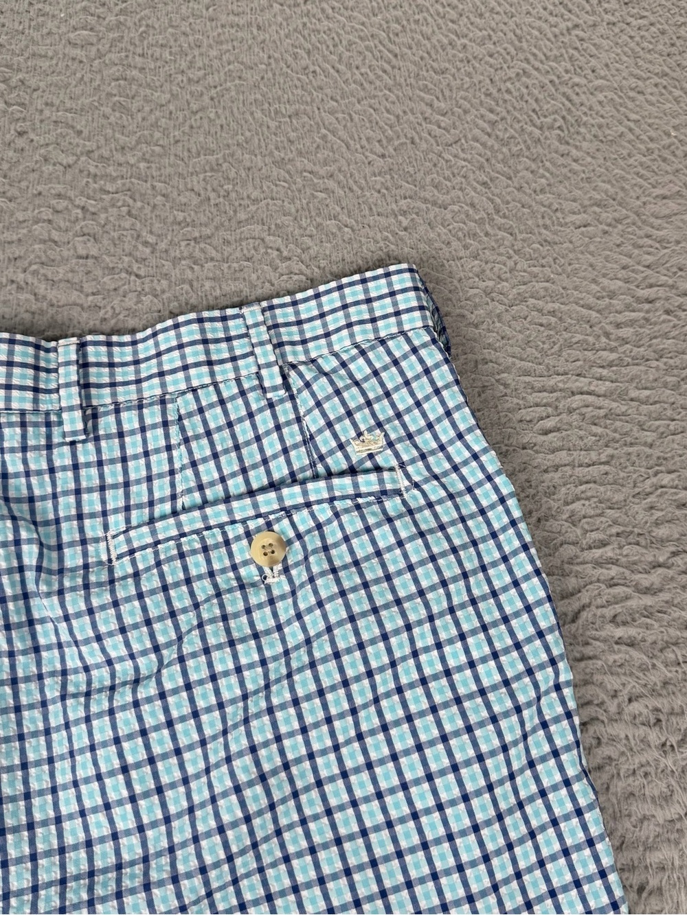 Peter Millar Crown Sport Short Mens 34 Blue Plaid Performance Seersucker Golf - Picture 8 of 11